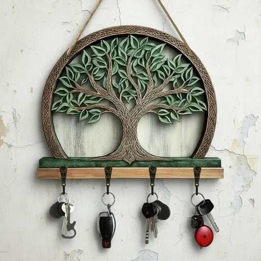 2D Tree of Life Wooden Multifunctional Home Key Holder Pagan Home Decoration