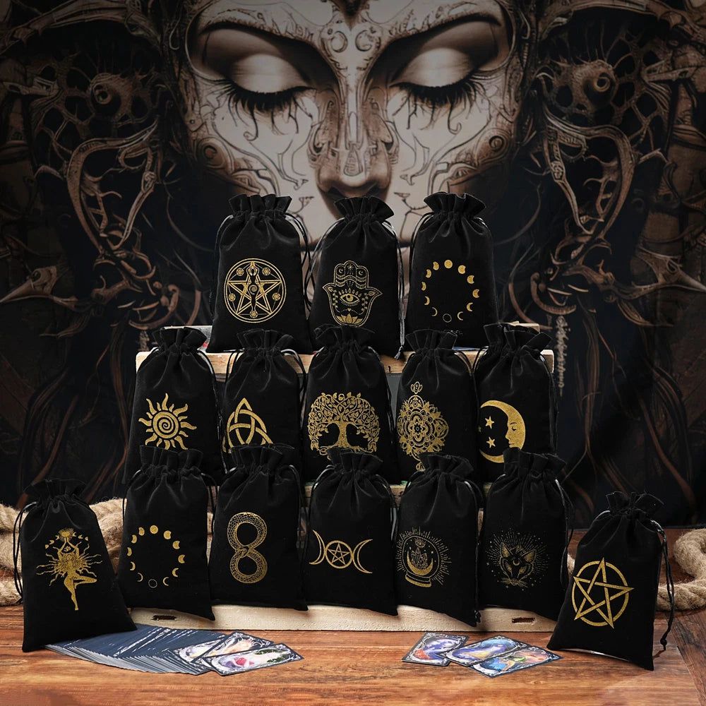 Black Velvet Tarots Cards Storage Bag-MoonChildWorld