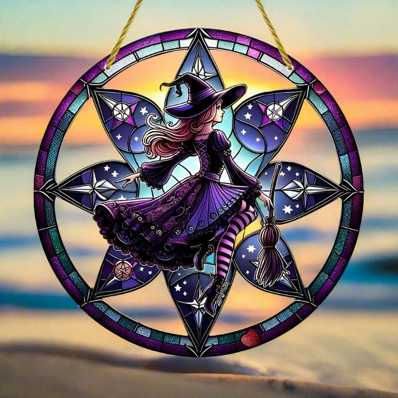 Witch Suncatcher Gorgeous Witch Acrylic Window Decoration Witchy Window Hanging-MoonChildWorld