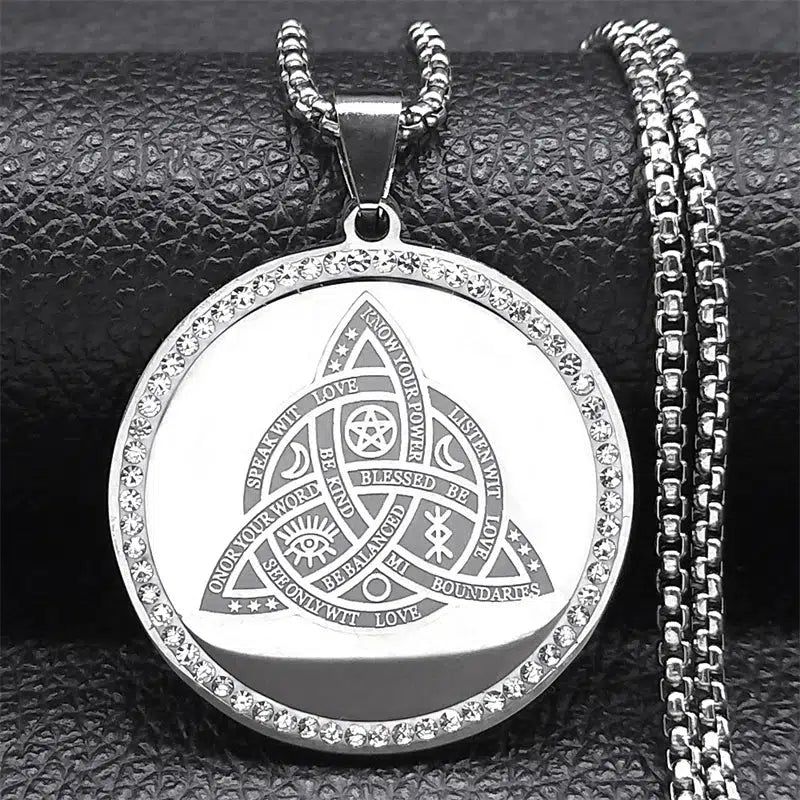 Witch Trinity Knot Necklace Rhinestone Celtic Wiccan Jewelry-MoonChildWorld