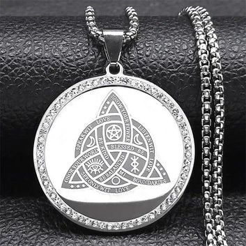 Witch Trinity Knot Necklace Rhinestone Celtic Wiccan Jewelry