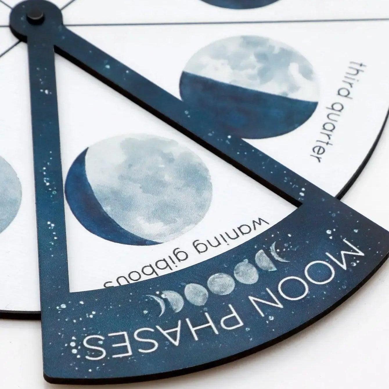 Moon Phases Wheel Tabletop Ornaments Rotatable Lunar Cycle Desktop Decor for Wicca Pagan-MoonChildWorld