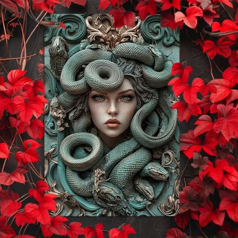 Mysterious Medusa Aluminum Wall Sign Medusa Metal Sign Greek Mythology Decor-MoonChildWorld