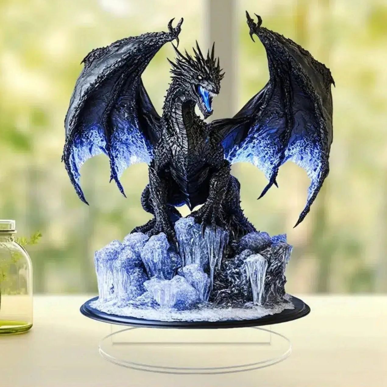 Black Dragon 2D Flat Acrylic Figurine Dragon Table Ornament Dragon Desk Decor-MoonChildWorld