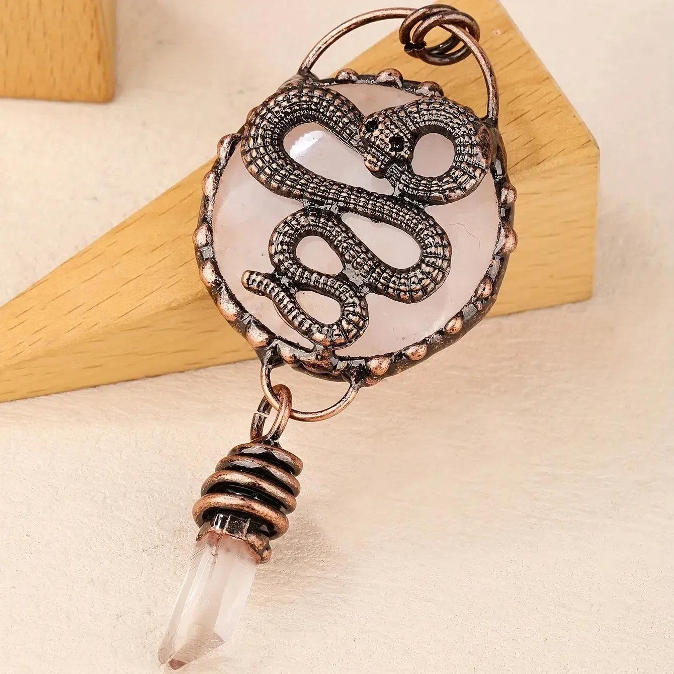 Gothic Snake Natural Crystal Stone Pendant Witchy Snake Pendant-MoonChildWorld