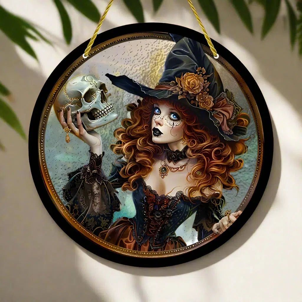 Halloween Witches and Skeletons Suncatcher Spooky Window Hanging-MoonChildWorld