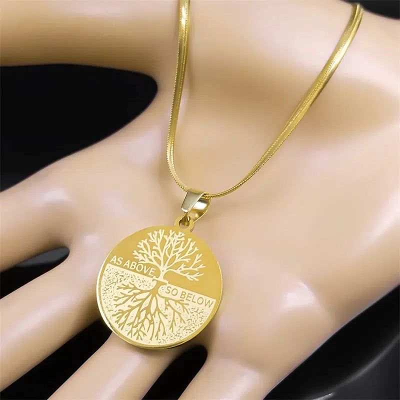 As alove so below Tree Of Life Necklace Pagan Jewelry-MoonChildWorld