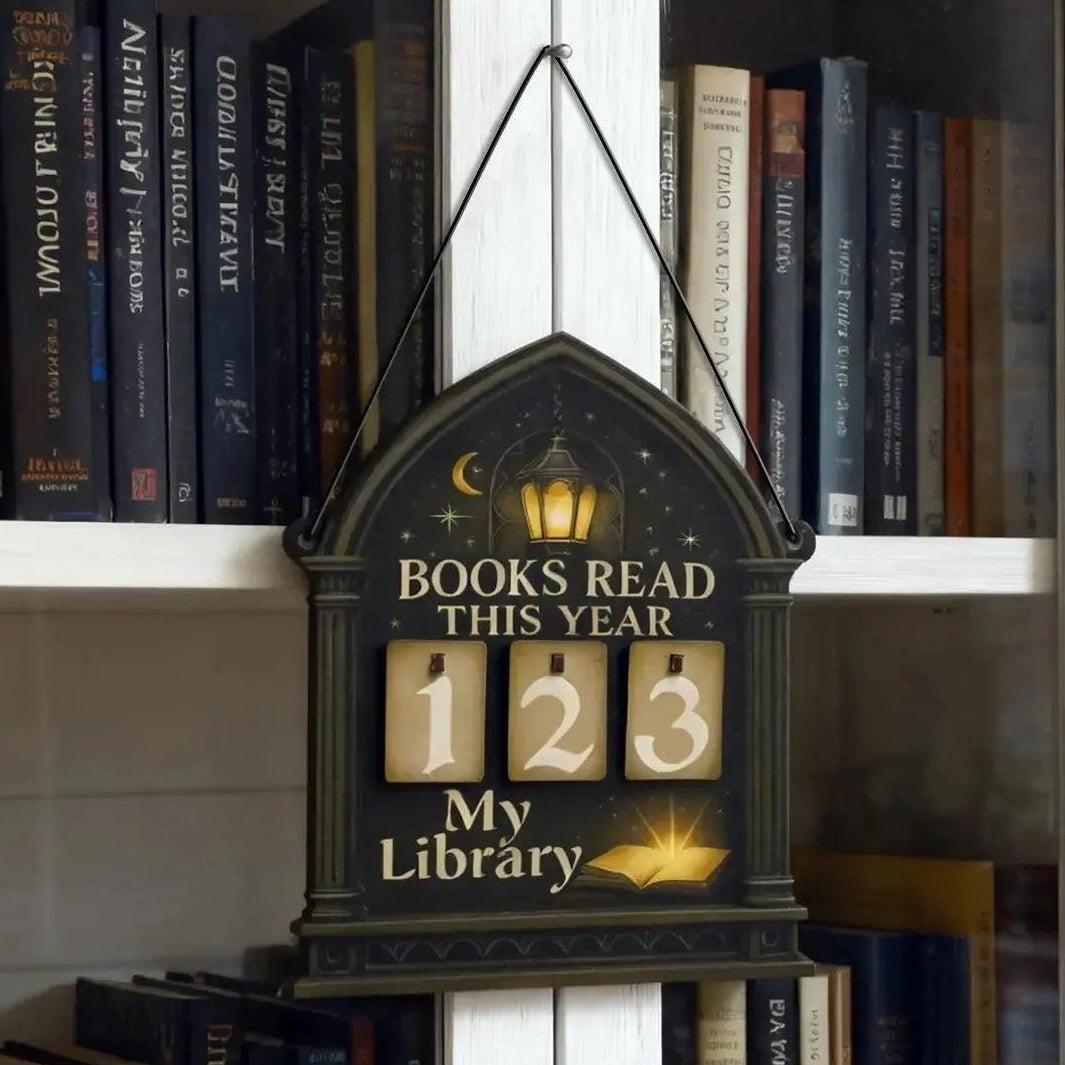 Magical Books Read Tracker Sign - Gothic Witchy Hanging Sign Library Decor with Number Boards for Book Lovers-MoonChildWorld