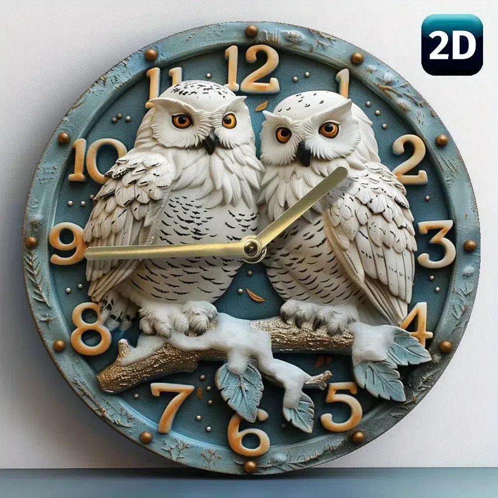 Winter Owls Wooden wall clock - Owl Lovers Home Decor-MoonChildWorld