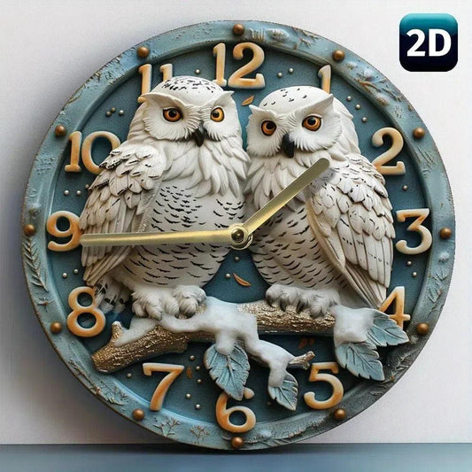 Winter Owls Wooden wall clock - Owl Lovers Home Decor