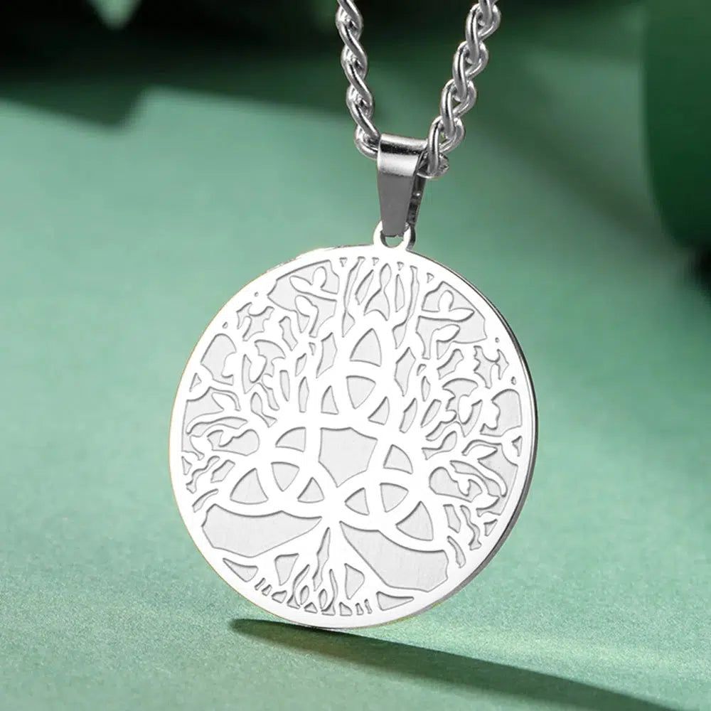 Trinity Knot Tree of Life Necklace Triquetra Moon Phase Tree of life Necklace-MoonChildWorld