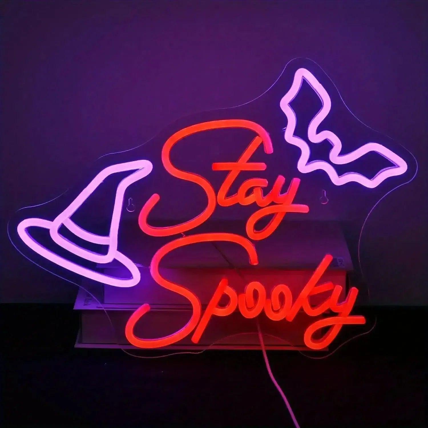 Stay Spooky Witchy Neon Sign Halloween LED Neon Light Witch Wall Decoration-MoonChildWorld