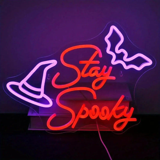 Stay Spooky Witchy Neon Sign Halloween LED Neon Light Witch Wall Decoration