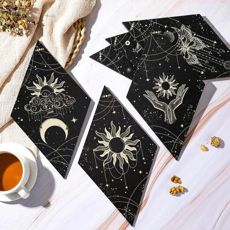 Celestial Moon Phases Wall Decor Set 6pcs - Boho Sun Moon Wooden Hanging Signs for Witchy Home Decor-MoonChildWorld