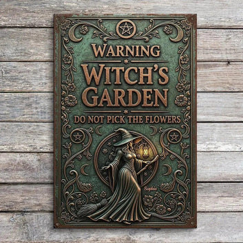 Enchanted Garden Witch Wall Art Wicca Home Decor Pagan Metal Sign