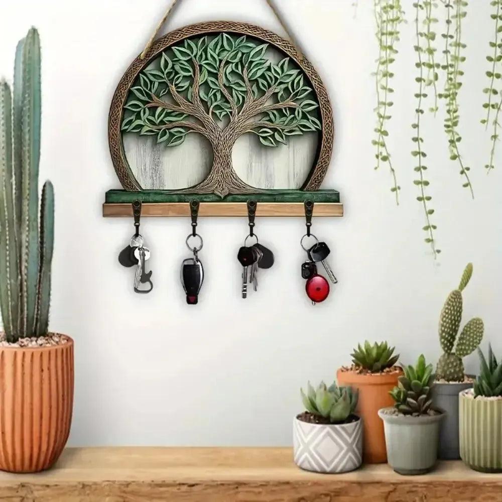 2D Tree of Life Wooden Multifunctional Home Key Holder Pagan Home Decoration-MoonChildWorld