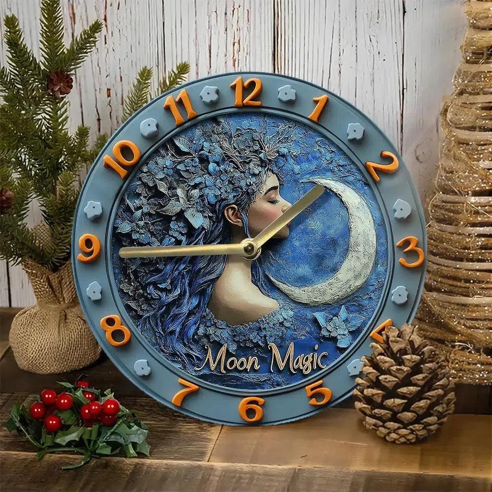 Magic Moon Goddess Wall Clock - Wicca Goddess Clock for Pagan Decor-MoonChildWorld