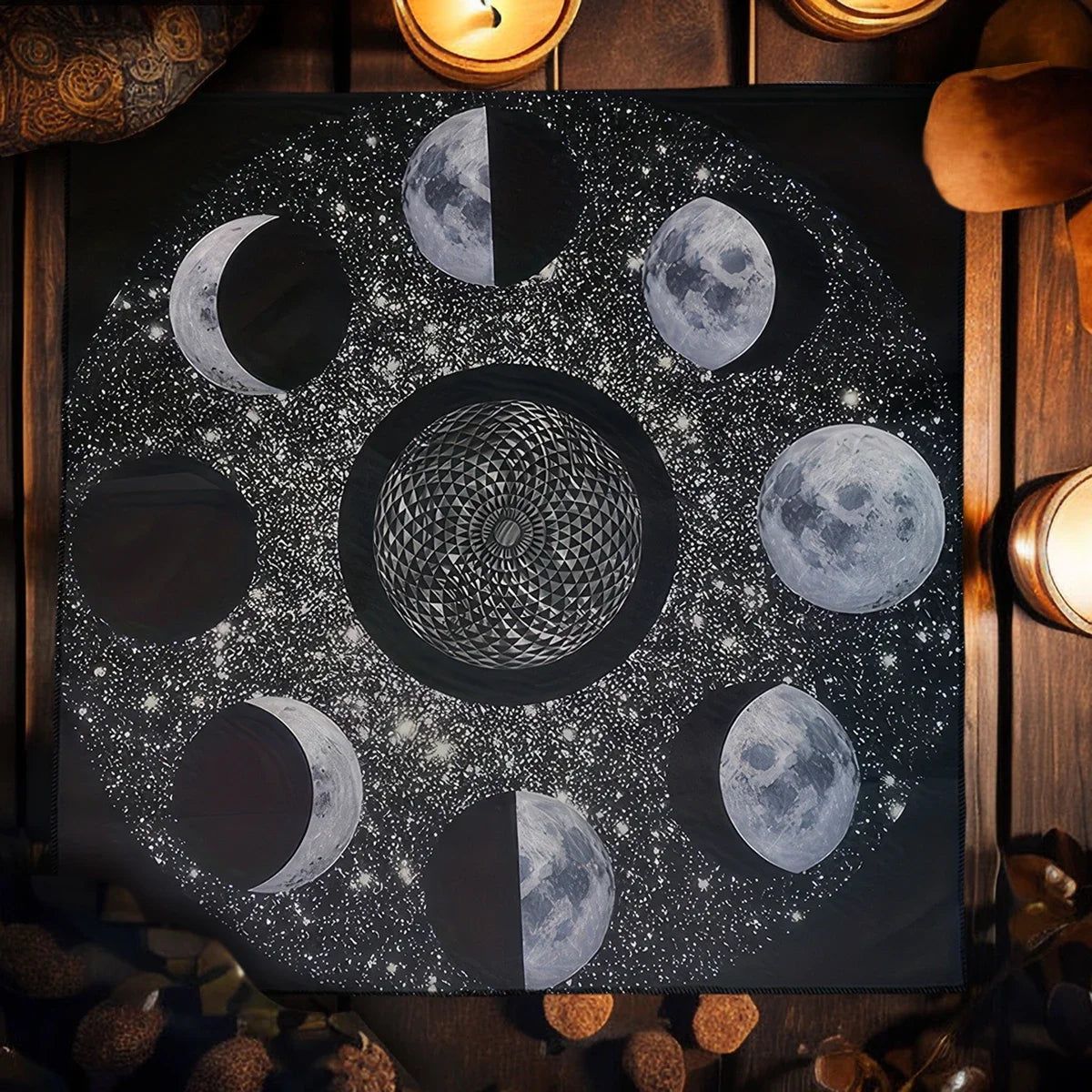 Mystical Moon Phase Tarot Card Tablecloth Wicca Altar Cloths Divination Tarot Card Table Cloth-MoonChildWorld