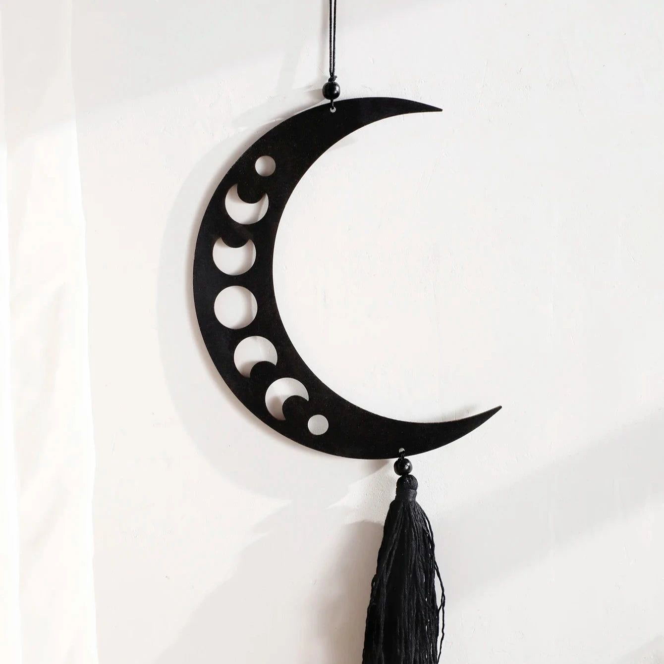 Wooden Star Moon Hanging Ornaments Moon Phases Wall Hanging-MoonChildWorld