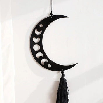 Wooden Star Moon Hanging Ornaments Moon Phases Wall Hanging