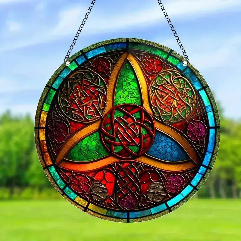 Celtic Triquetra Suncatcher Spiritual Acrylic Sign Pagan Window Wall Hanging-MoonChildWorld