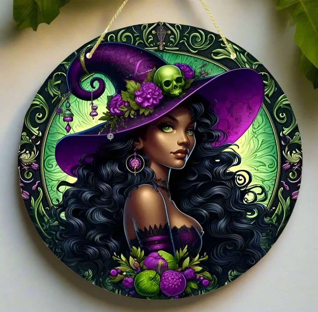 Enchanting Witch Wooden Sign Halloween Hanging Sign Mystic Wood Sign-MoonChildWorld