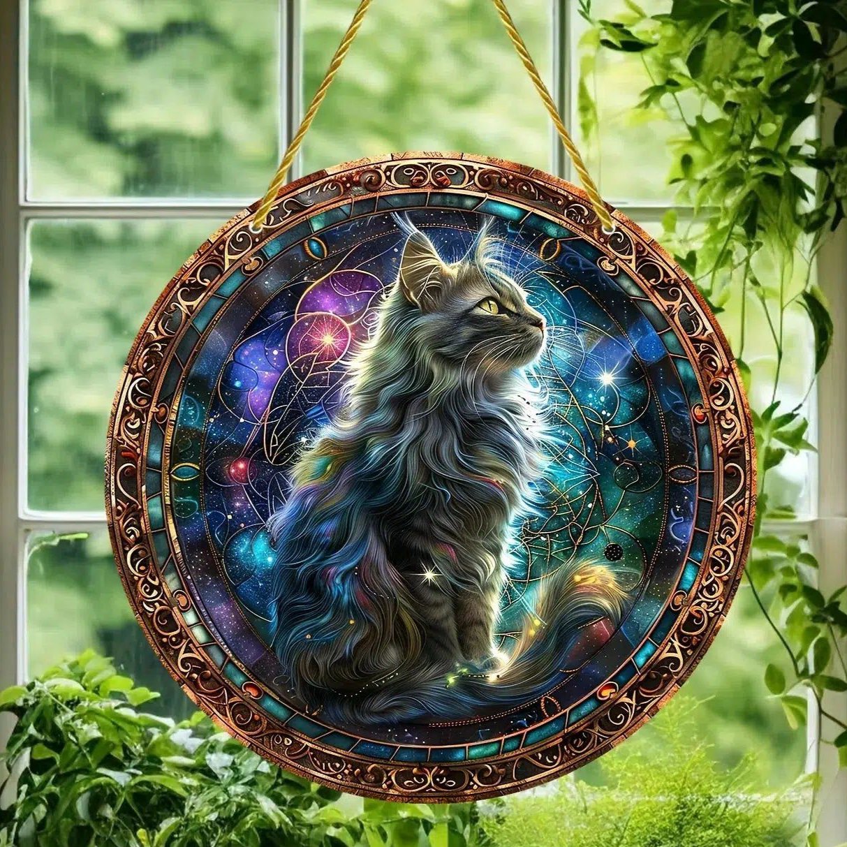 Mystical Cat Suncatcher Occult Cat Acrylic Window Hanging Ornament-MoonChildWorld