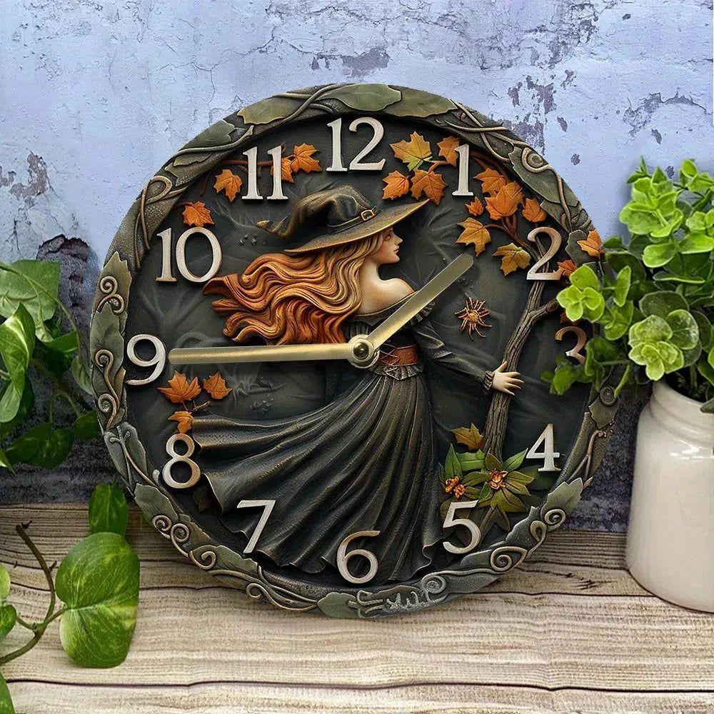 Autumn Witch Wall Clock Gothic Wall Clock-MoonChildWorld