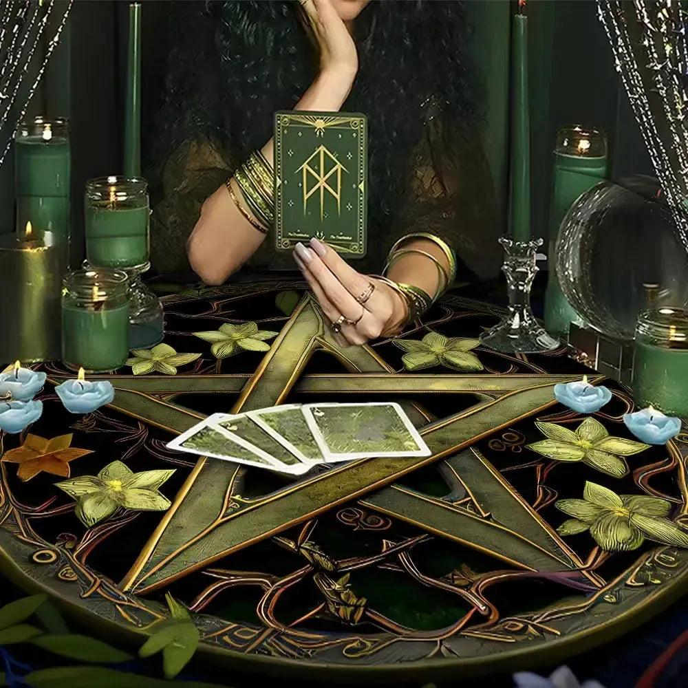 Witchcraft Pentagram Tarot Tablecloth Pagan Pentacle Altar Cloth Wicca Divination Cloth-MoonChildWorld