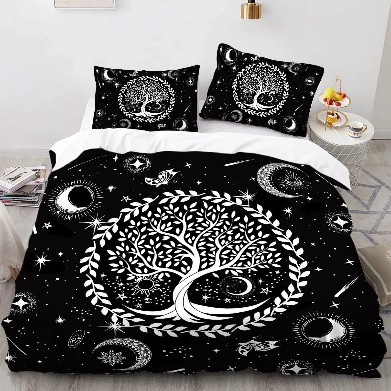 Wicca Pagan Sun Moon Duvet Cover Tree of Life Bedding Set-MoonChildWorld