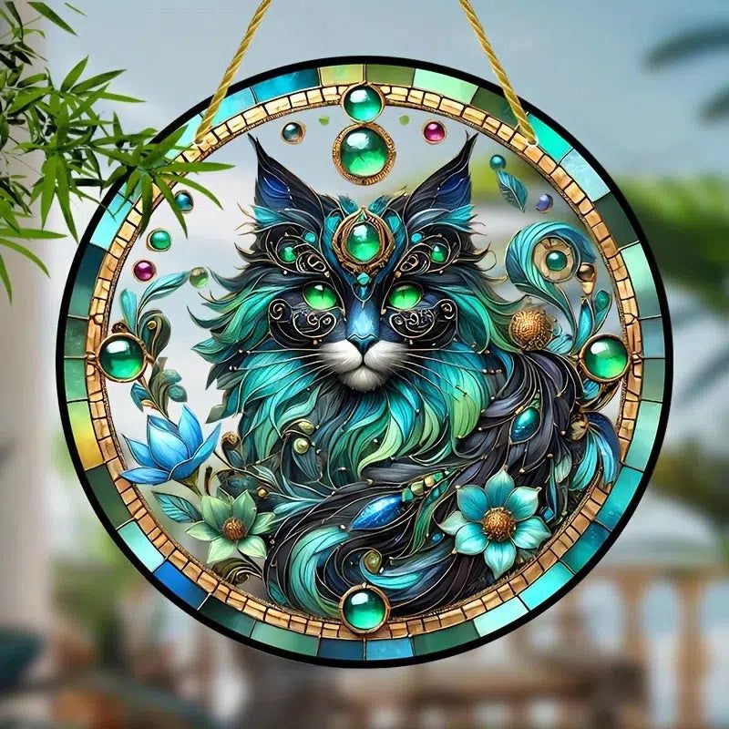 Mystical Cat Suncatcher Occult Cat Acrylic Window Hanging Ornament-MoonChildWorld