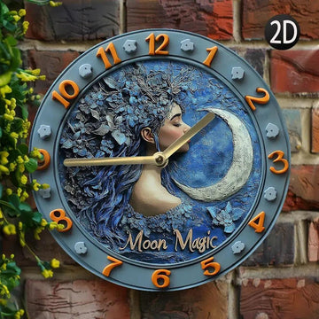 Magic Moon Goddess Wall Clock - Wicca Goddess Clock for Pagan Decor-MoonChildWorld