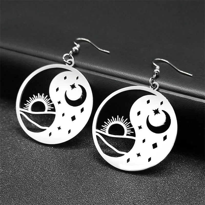 Celestial Sun Moon Earrings-MoonChildWorld