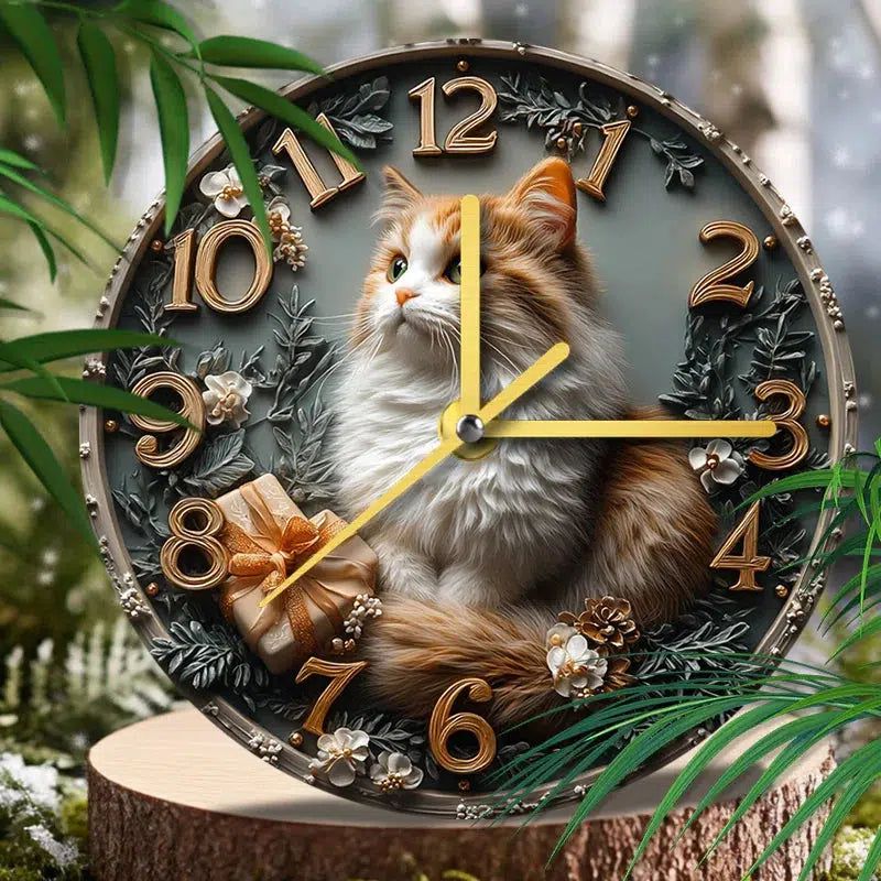 Persian Cat Wall Clock for Cat Lovers Christmas Decorations-MoonChildWorld