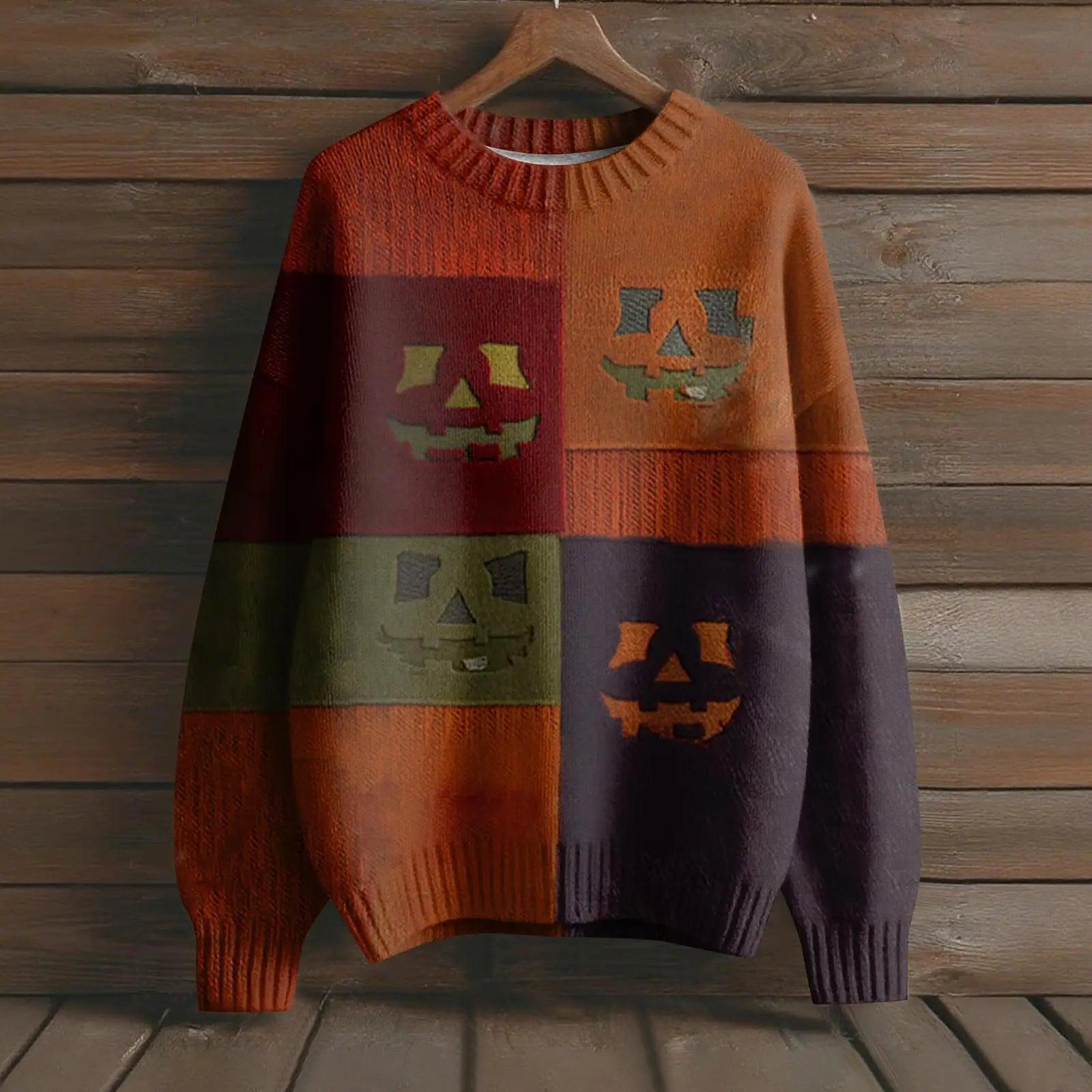 Gothic Pumpkin Long Sleeve Pullover Sweaters for Halloween-MoonChildWorld