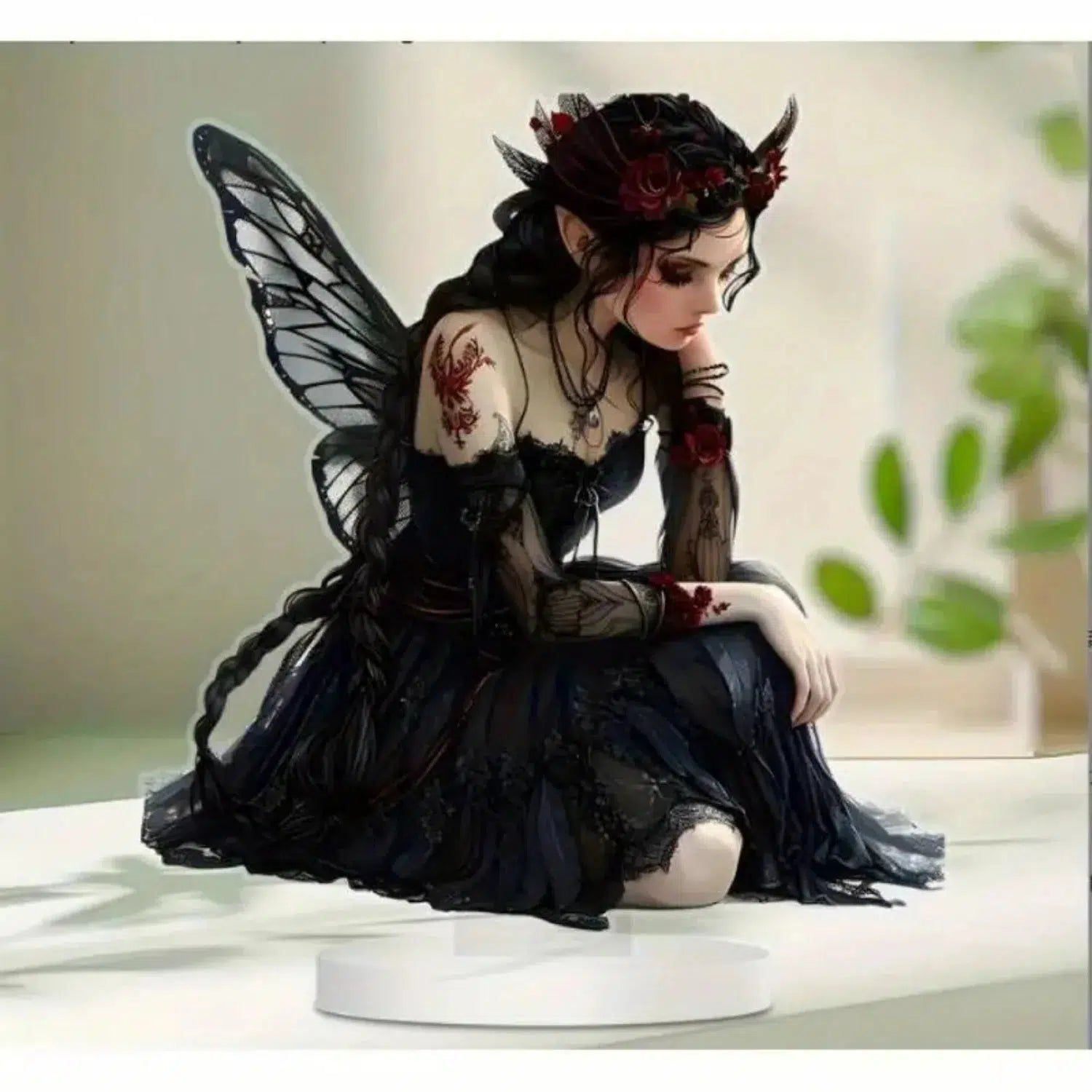 Dark Angel 2D Flat Acrylic Table Ornament Gothic Angel Desk Ornament Gothic Home Decor-MoonChildWorld