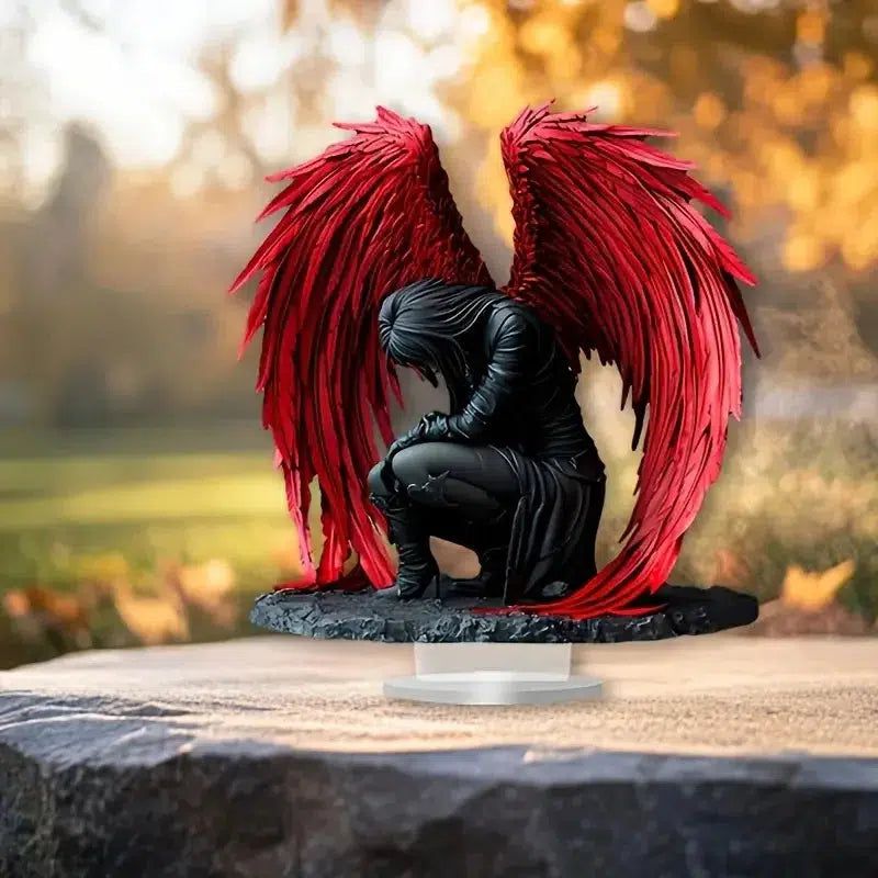 Dark Angel 2D Flat Acrylic Table Ornament Gothic Angel Desk Ornament Gothic Home Decor-MoonChildWorld