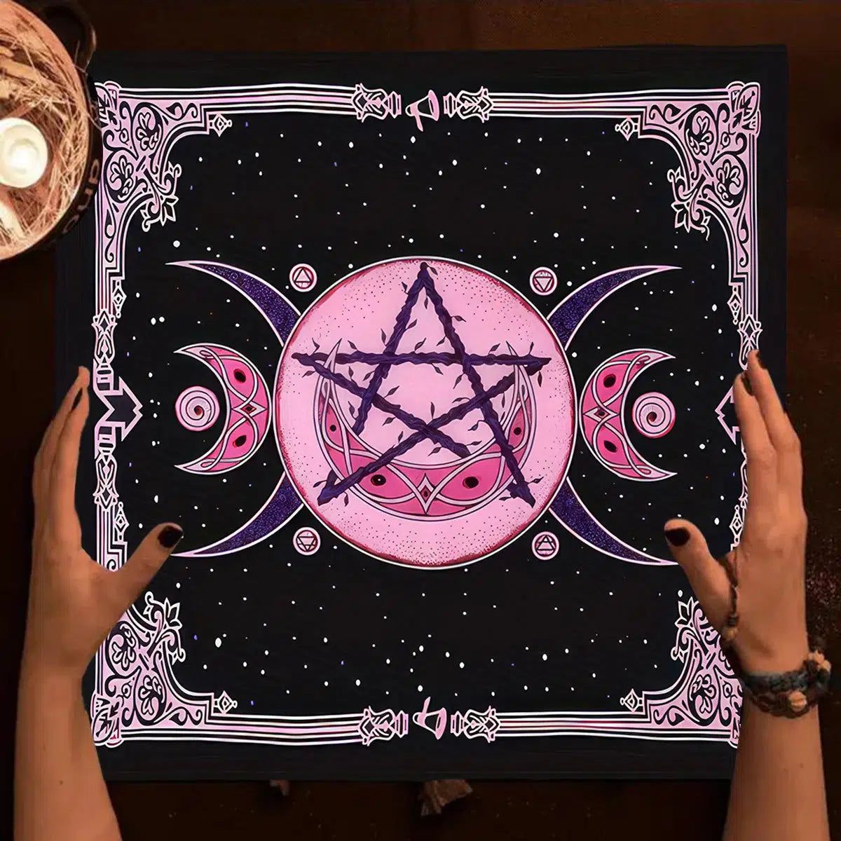 Mystical Triple Moon Wicca Altar Cloth Tarot Card Table Cloth Pagan Witchcraft Astrology Oracle Card Mat-MoonChildWorld