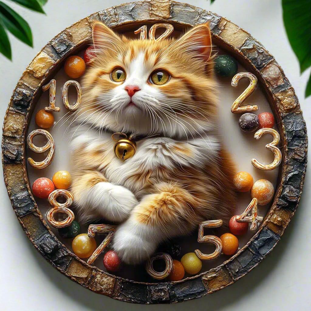 Persian Cat Wall Clock for Cat Lovers Christmas Decorations-MoonChildWorld