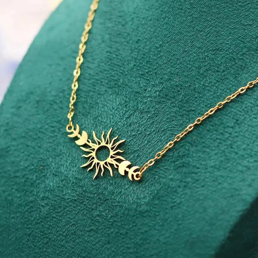 Celestial Sun Moon Phases Necklace Wicca Pagan Jewelry-MoonChildWorld
