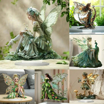 Fairy Elf 2D Flat Acrylic Table Ornament Green Elves Desk Ornament Pagan Home Decor-MoonChildWorld