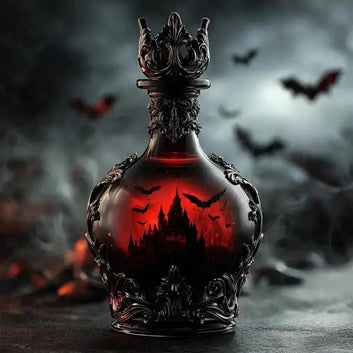 Gothic Vampires Whiskey Decanter Glass Liquor Bottle with Bat Castle Design Halloween Bar Decor for Witch