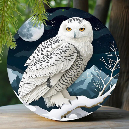 Winter Owl Metal Sign Witchy Home Decor