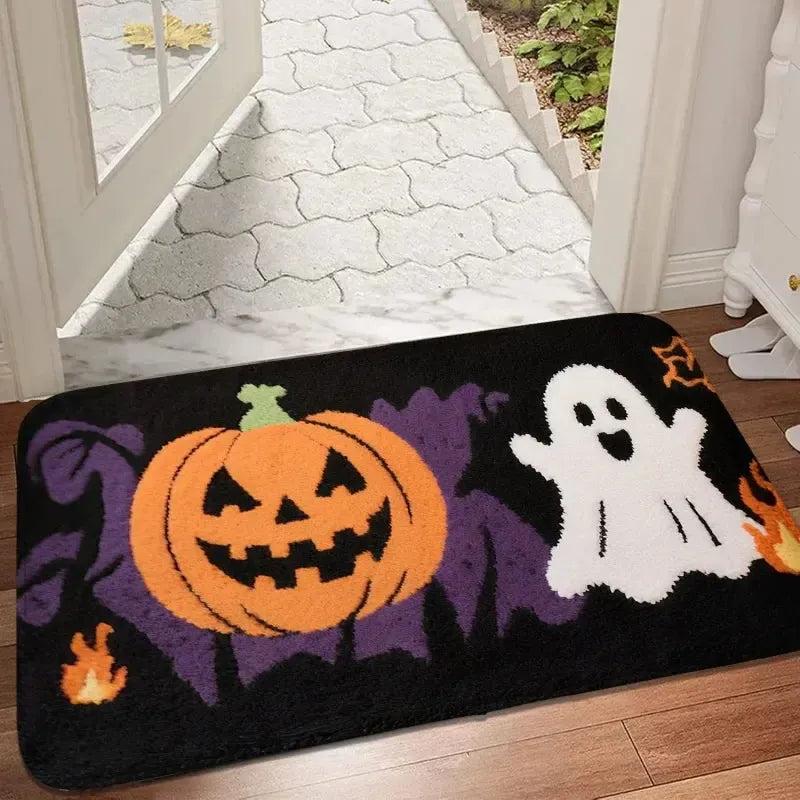 Gothic Halloween Doormat - Spooky Ghost, Cat & Bat Design - Witchy Home Decor-MoonChildWorld