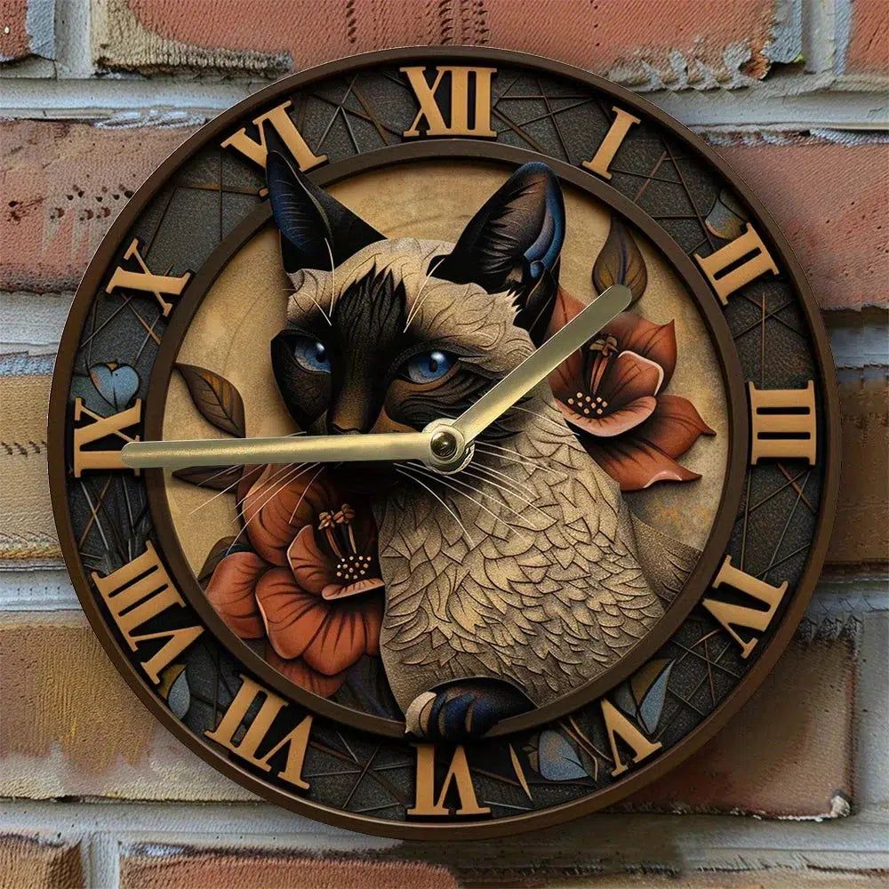 Siamese Cat Wall Clock Witchy Wall Clock-MoonChildWorld