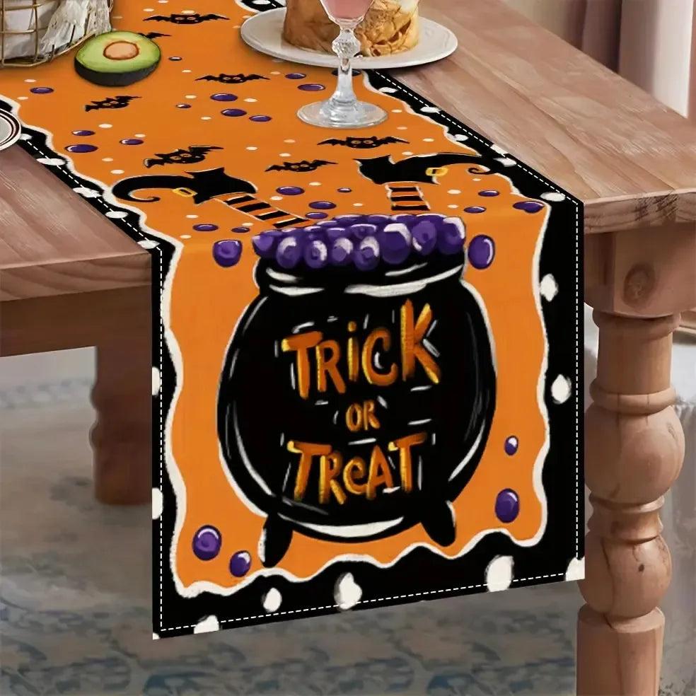 Halloween Table Runner - Trick or Treat Witch Table Runner for Gothic & Witchy Home Decor-MoonChildWorld