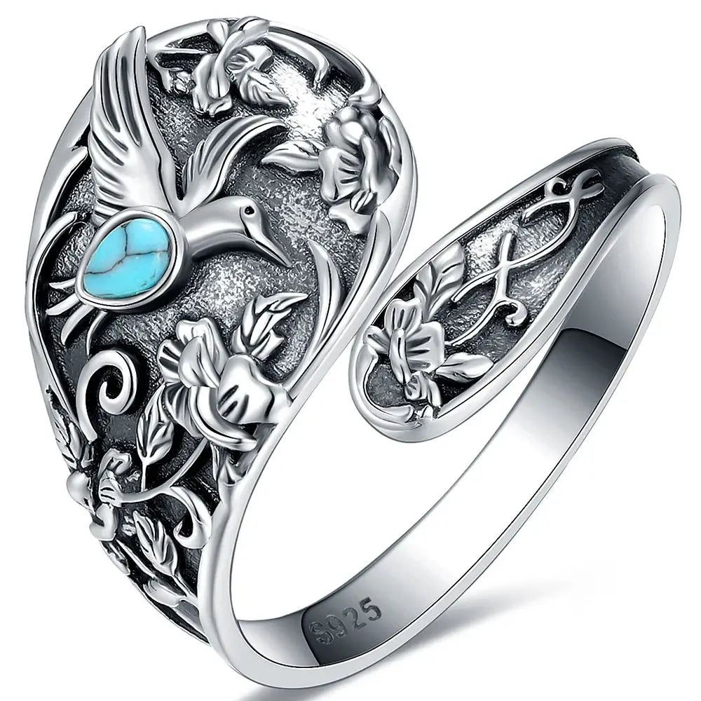 Sterling Silver Floral Butterfly Rings and Dragonfly Rings-MoonChildWorld