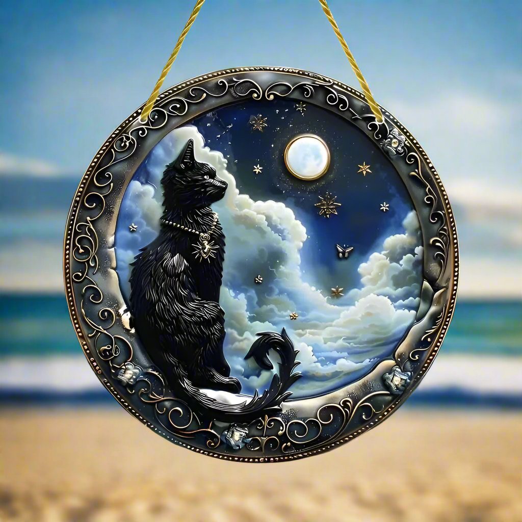 Black Cat Acrylic Suncatcher Black Cat Window Decorations-MoonChildWorld