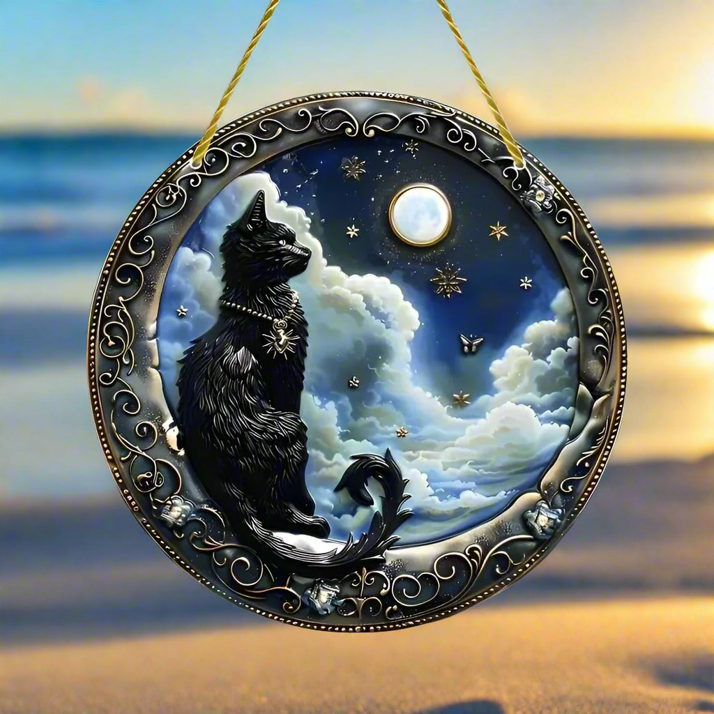 Black Cat Acrylic Suncatcher Black Cat Window Decorations-MoonChildWorld