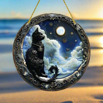 Black Cat Acrylic Suncatcher Black Cat Window Decorations-MoonChildWorld